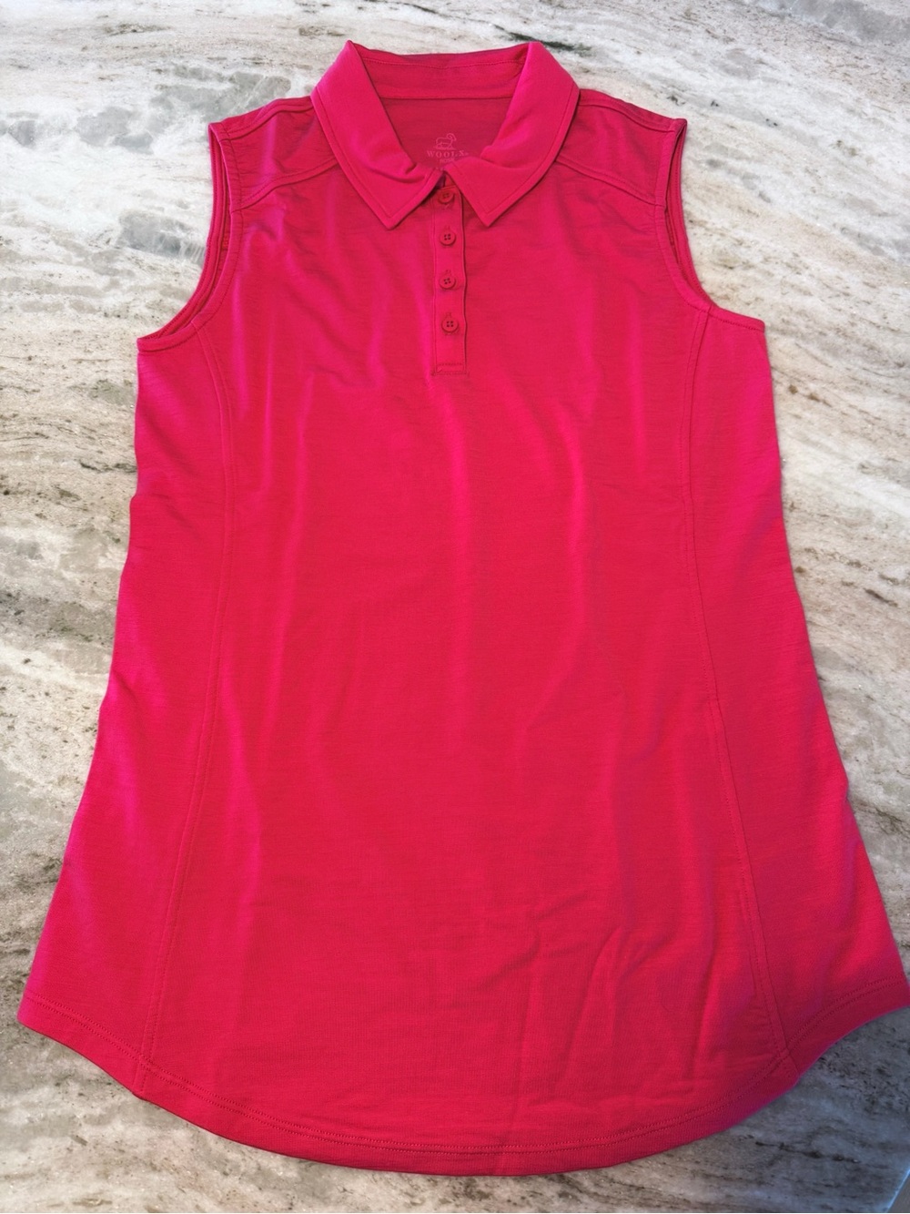 Sleeveless Polo Merino Blend Top - Viva Magenta